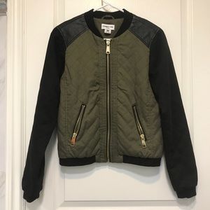Leather Puffy Bomber Jacket